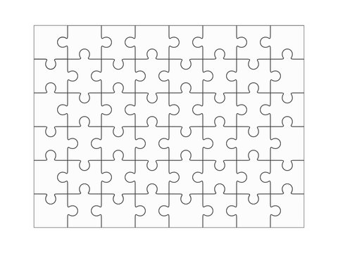 Jigsaw puzzle blank 6x8 elements, fourty-eight vector pieces.