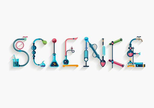 Science - typographic composition - Flat design.