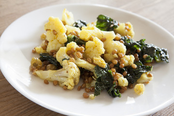 Curried Cauliflower Kale Salad 
