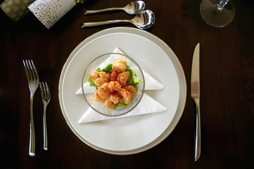 Prawn cocktail starter presentation