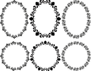 set of floral frames - design elements
