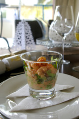 Prawn cocktail starter presentation