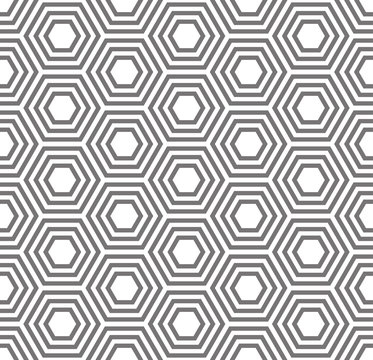 Geometric seamless pattern. Turtle shell, honeycomb pattern. Traditional vector seamless pattern. Monochrome template pattern