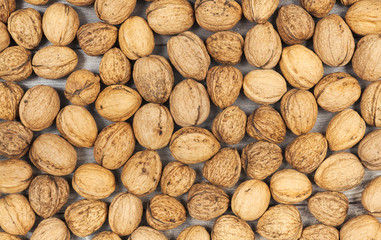 Background made of many walnuts