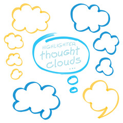 Obraz premium Highlighter Thought Clouds Bubbles Design Elements