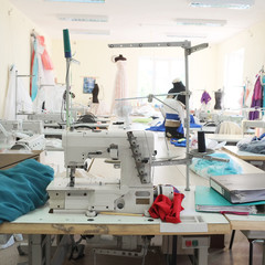 Interior of a garment factory shop