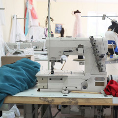 Interior of a garment factory shop