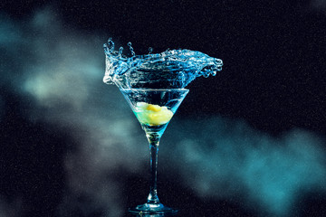 cocktail in glass with splashes