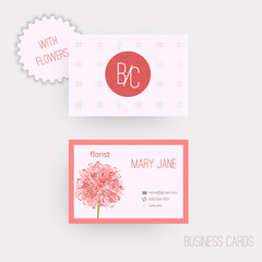 Vector floral horizontal business cards. Complied with the euro standard sizes.