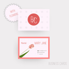Vector floral horizontal business cards. Complied with the euro standard sizes.