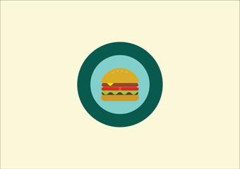 Burger Flat Icon Logo