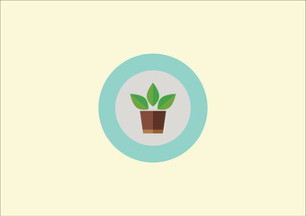 Pot Plant Gardening Icon Logo