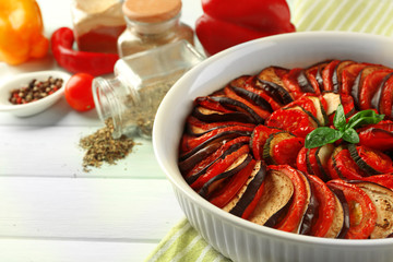 Ratatouille - traditional French Provencal vegetable dish cooked in oven