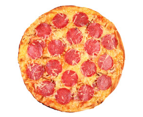 Pepperoni pizza, isolated on white