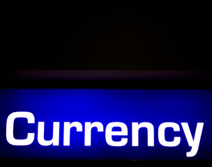 Airport currency exchange sign