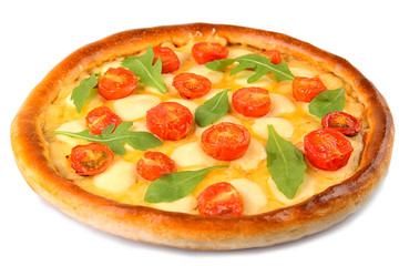 Pizza Margherita, isolated on white