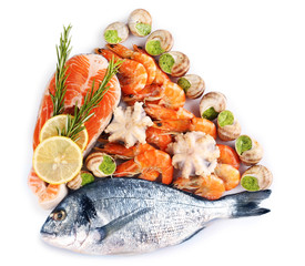 Seafood isolated on white