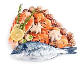 Seafood isolated on white