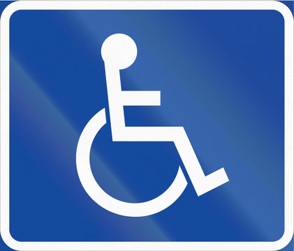 Road sign used in Sweden - Symbol plate for specified vehicle or road user category (handicapped)