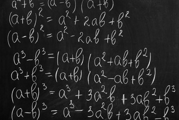 School blackboard with formulas