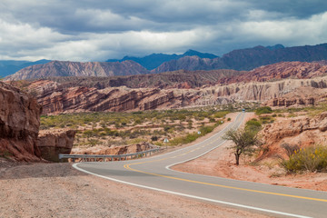 Road in Quebrada de Cafayate valley, Argentina