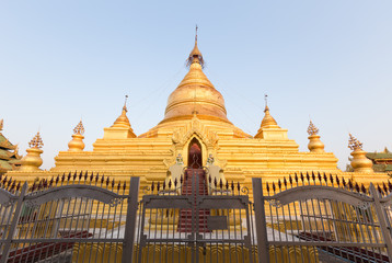 Golden pagoda in Kuthodaw temple, Mandalay, Myanmar