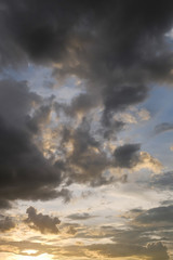 Obraz premium black cloud on sunset dramatic dark sky background