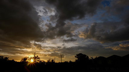 black cloud on sunset dramatic dark sky background