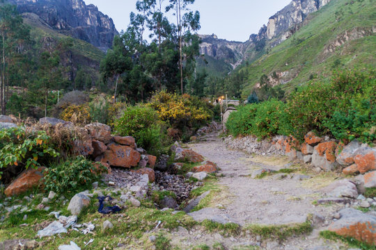 Tapay village in mountains over Colca canyon, Peru