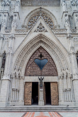 Entrance of the Basilica of the National Vow in Quito, Ecuador