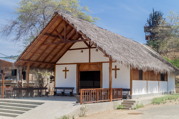 Fototapeta na wymiar Church in Agua Blanca village in Machalilla National Park, Ecuador