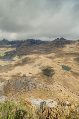 Fototapeta na wymiar Aerial view of a landscape in National Park Cajas, Ecuador