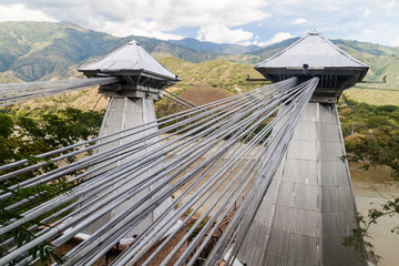 Suspension cables of Puente de Occidente (Western Bridge) in Santa Fe de Antioquia, Colombia