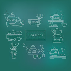 Tea linear vector icons