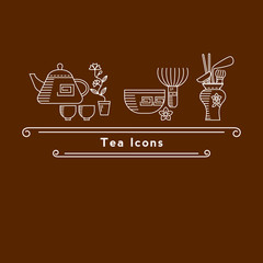 Vector tea set icons for design