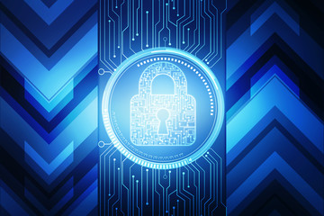 Safety concept: Closed Padlock on digital background