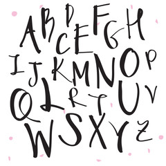 Black chalk pencil alphabet letters.Hand drawn written