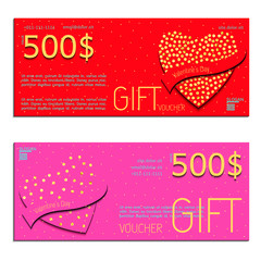 Fototapeta na wymiar gift voucher vector coupon Valentine's Day