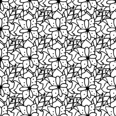 Adult coloring book page design with floral seamless pattern