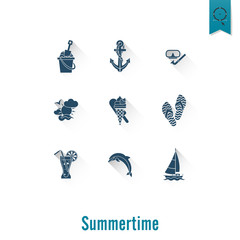 Summer and Beach Simple Flat Icons