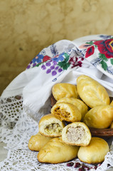 Ukrainian small pies stuffed with cabbage, potatoes and beans