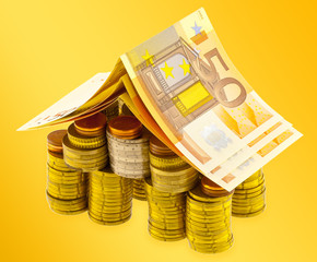  maison argent sur fond doré 