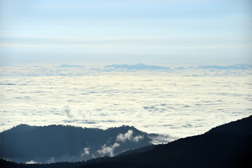 Landscape sea of fog at the mountains, Thailand
