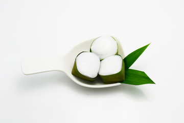 Thai dessert coconut jelly in pandan cup