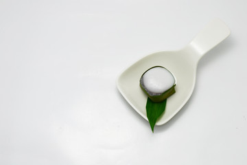 Thai dessert coconut jelly in pandan cup