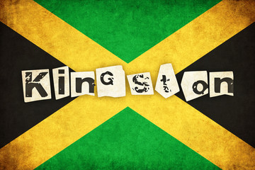 Jamaica grunge flag illustration of country with text
