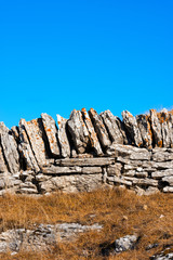 Dry Stone Wall - Lessinia Italy / Typical dry stone wall in Mountain, Prealps of Veneto, Verona, Italy
