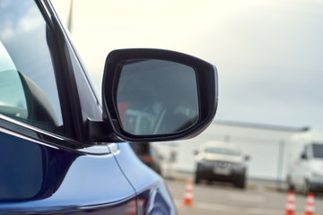 Mirror blue car