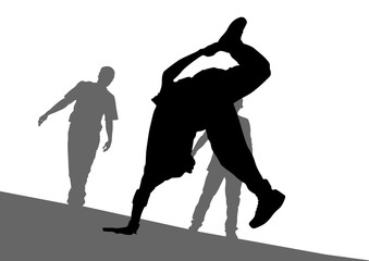 Hip hop dancer on white background