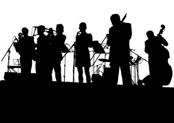 Concert of jazz music on white background